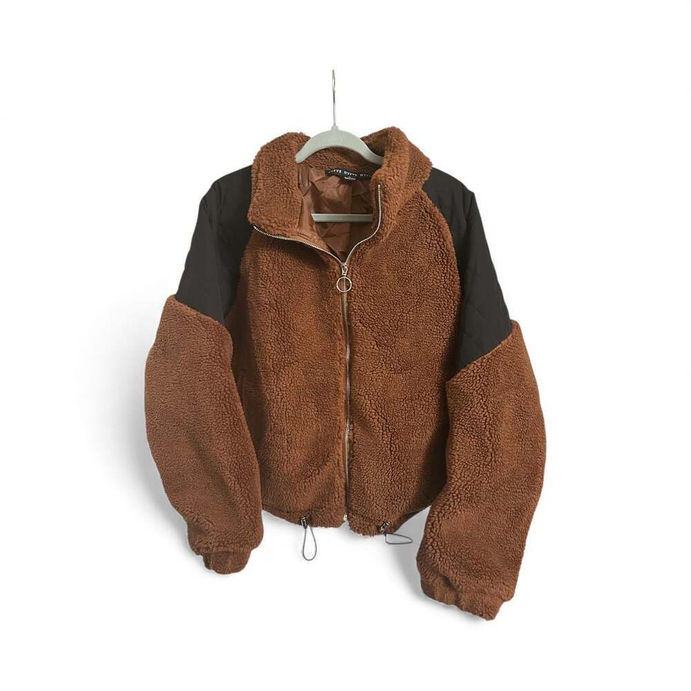 HYFVE Brown and Black Plaid Teddy Jacket - Picture 2 of 8